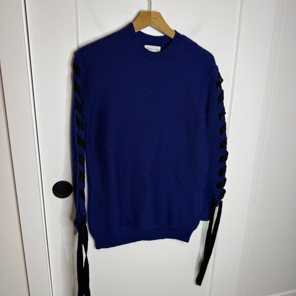 Revolve Lovers + Friends Blue Ribbon Tie Sleeve Chunky Knit Tunic Sweater XXS - Picture 1 of 5